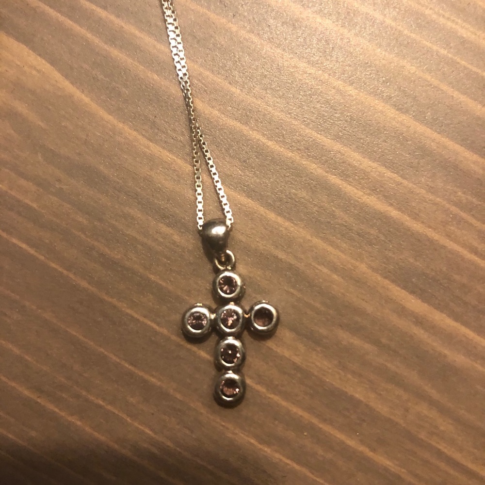 Sterling Silver Amethyst Cross Necklace